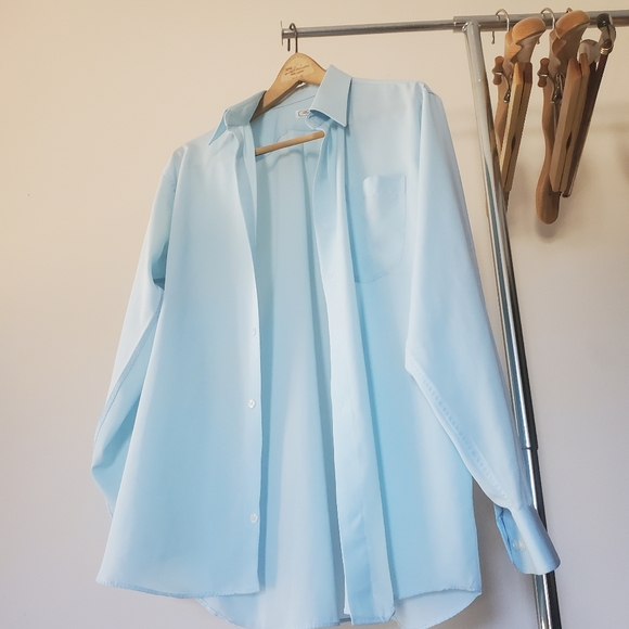 Vintage button down dress shirt light blue men's wear - Picture 4 of 8